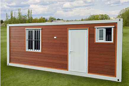 Wood color prefab container house with bathroom