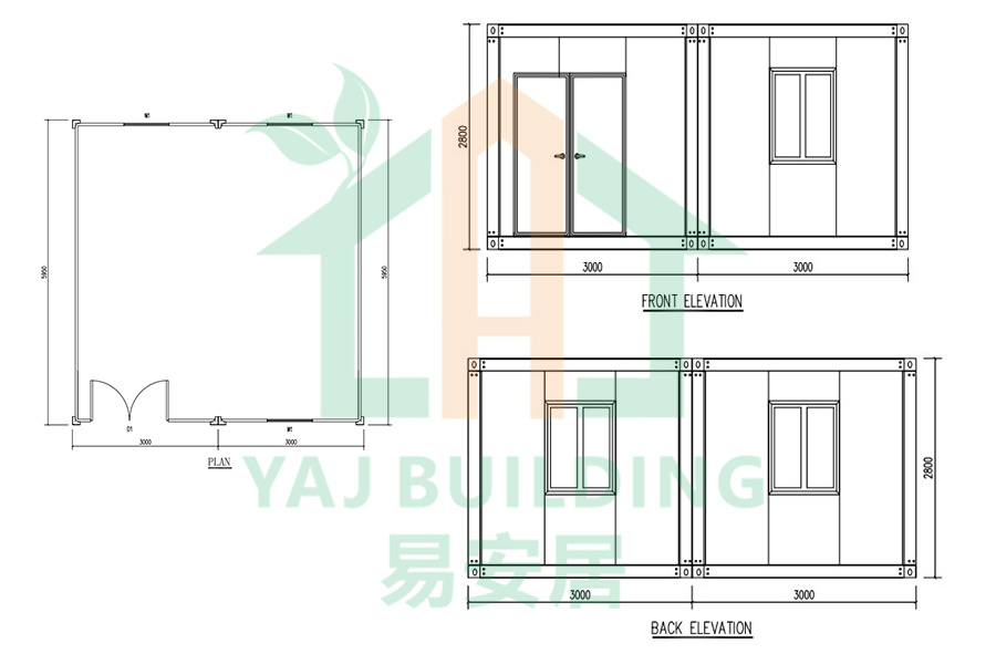 Two prefab container office 6x5.95x2.8m